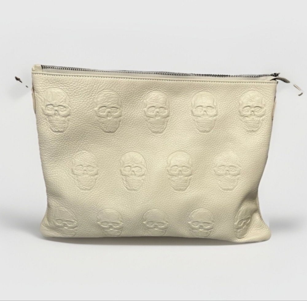 IO PELLE Italia Skulled Embossed Leather Bag NWT